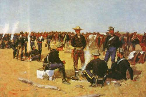 Frederick Remington A Cavalryman's Breakfast on the Plains France oil painting art